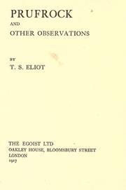 Cover of: Prufrock and other observations. by T. S. Eliot