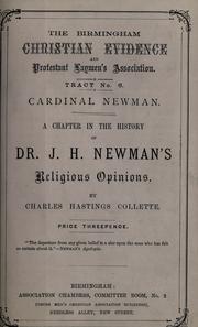 Cover of: Cardinal Newman: a chapter in the history of Dr. J.H. Newman's religious opinions