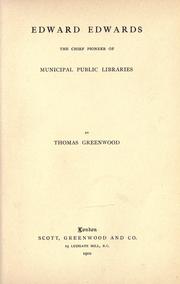Cover of: Edward Edwards by Greenwood, Thomas