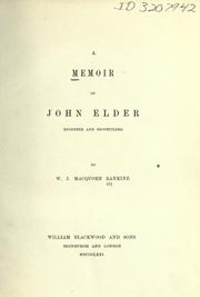 Cover of: A memoir of John Elder by William John Macquorn Rankine