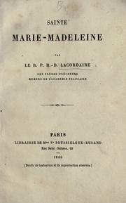 Cover of: Sainte Marie-Madeleine