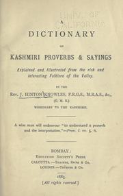 A dictionary of Kashmiri proverbs & sayings by James Hinton Knowles
