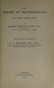 Cover of: The theory of determinants and their applications. by Scott, Robert Forsyth