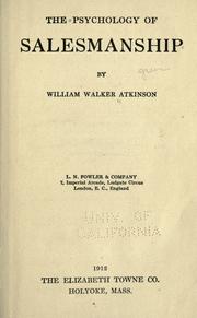 Cover of: The psychology of salesmanship. by William Walker Atkinson