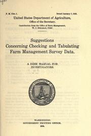 Cover of: Suggestions concerning checking and tabulating farm management survey data. by United States. Office of Farm Management and Farm Economics.