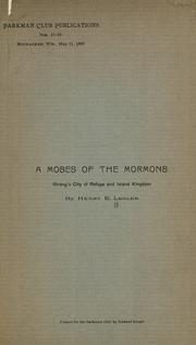 Cover of: A Moses of the Mormons: Strang's city of refuge and island kingdom
