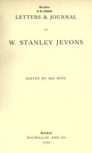 Cover of: Letters & journal of W. Stanley Jevons