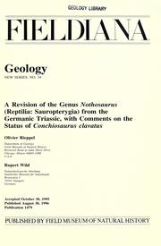 Cover of: A revision of the genus Nothosaurus (Reptilia: Sauropterygia) from the Germanic Triassic, with comments on the status of Conchiosaurus clavatus by Olivier Rieppel