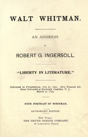 Cover of: Walt Whitman. by Robert Green Ingersoll