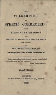 Cover of: The vulgarities of speech corrected