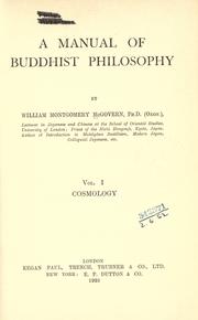 Cover of: A manual of Buddhist philosophy. by McGovern, William Montgomery