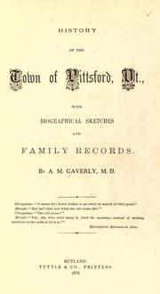 Cover of: History of the town of Pittsford, Vt.: with biographical sketches and family records.