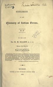 Cover of: Supplement to the Glossary of Indian terms. by Elliot, H. M. Sir