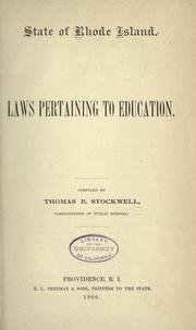Cover of: Laws pertaining to education