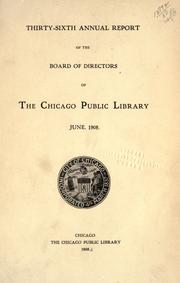 Cover of: Annual report of the Board of Directors of the Chicago Public Library.