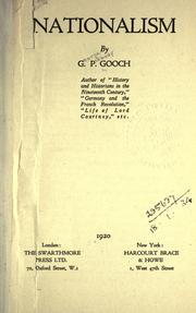 Cover of: Nationalism. by George Peabody Gooch