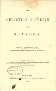 Cover of: The Christian doctrine of slavery. by George D. Armstrong