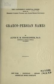 Cover of: Graeco-Persian names