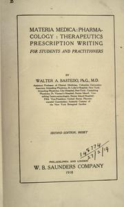 Cover of: Materia medica: Pharmacology: Therapeutics: Prescription writing.