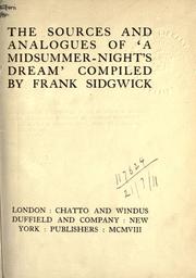 Cover of: The sources and analogues of A midsummernight's dream. by Frank Sidgwick