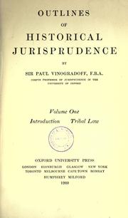 Cover of: Outlines of historical jurisprudence. by Paul Vinogradoff