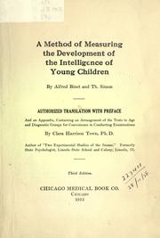 Cover of: A Method of Measuring the Development of the Intelligence of Young Children by Alfred Binet