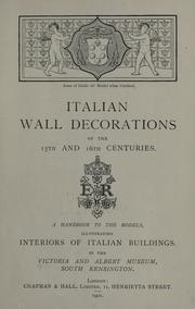 Cover of: Italian wall decorations of the 15th and 16th centuries. by Victoria and Albert Museum, London