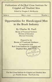 Cover of: Opportunities for handicapped men in the brush industry