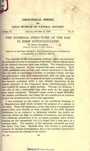 Cover of: The internal structure of the ear in some notoungulates by Patterson, Bryan