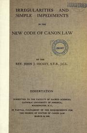 Cover of: Irregularities and simple impediments in the new Code of canon law