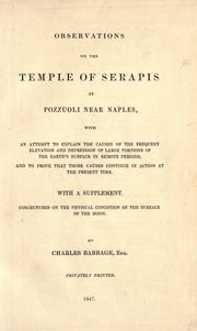 Cover of: Observations on the temple of Serapis at Pozzuoli near Naples