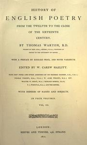 History of English poetry from the twelfth to the close of the sixteenth century by Warton, Thomas