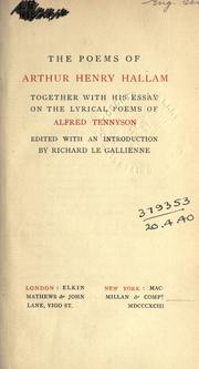 Cover of: Poems: together with his essay on the lyrical poems of Alfred Tennyson; edited with an introd. by Richard Le Gallienne.