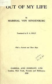 Cover of: Out of my life by Paul von Hindenburg