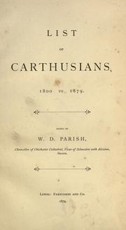 Cover of: List of Carthusians, 1800-1879 by edited by W. D. Parish.