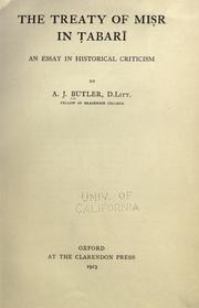 Cover of: The treaty of Mi©øsr in ©øTabari by Butler, Alfred Joshua