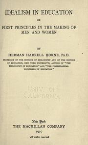 Cover of: Idealism in education by Herman Harrell Horne