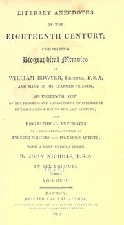 Literary anecdotes of the eighteenth century by John Treadwell Nichols