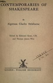Cover of: Contemporaries of Shakespeare by Algernon Charles Swinburne