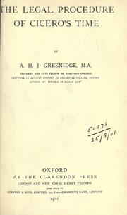 Cover of: The legal procedure of Cicero's time