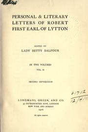 Cover of: Personal & literary letters by Robert Bulwer Lytton