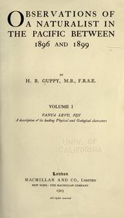 Cover of: Observations of a naturalist in the Pacific between 1896 and 1899 by Guppy, H. B.