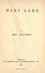 Cover of: Mary Lamb. by Anne (Burrows) Gilchrist