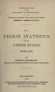 Cover of: Prison statistics of the United States for 1888