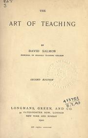 Cover of: The art of teaching. by David Salmon