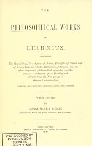 Cover of: The philosophical works of Leibnitz by Gottfried Wilhelm Leibniz