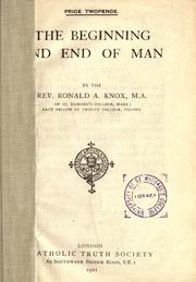 Cover of: The beginning and end of man.