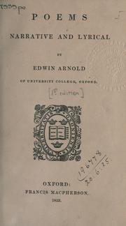 Cover of: Poems, narrative and lyrical. by Edwin Arnold