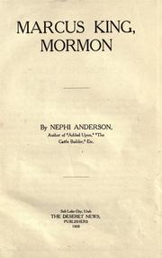 Cover of: Marcus King: Mormon.