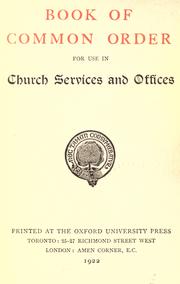 Cover of: Book of common order for use in Church services and offices.